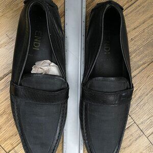 Fendi Black Dress Shoes MEN 6 Black Textured Slip On